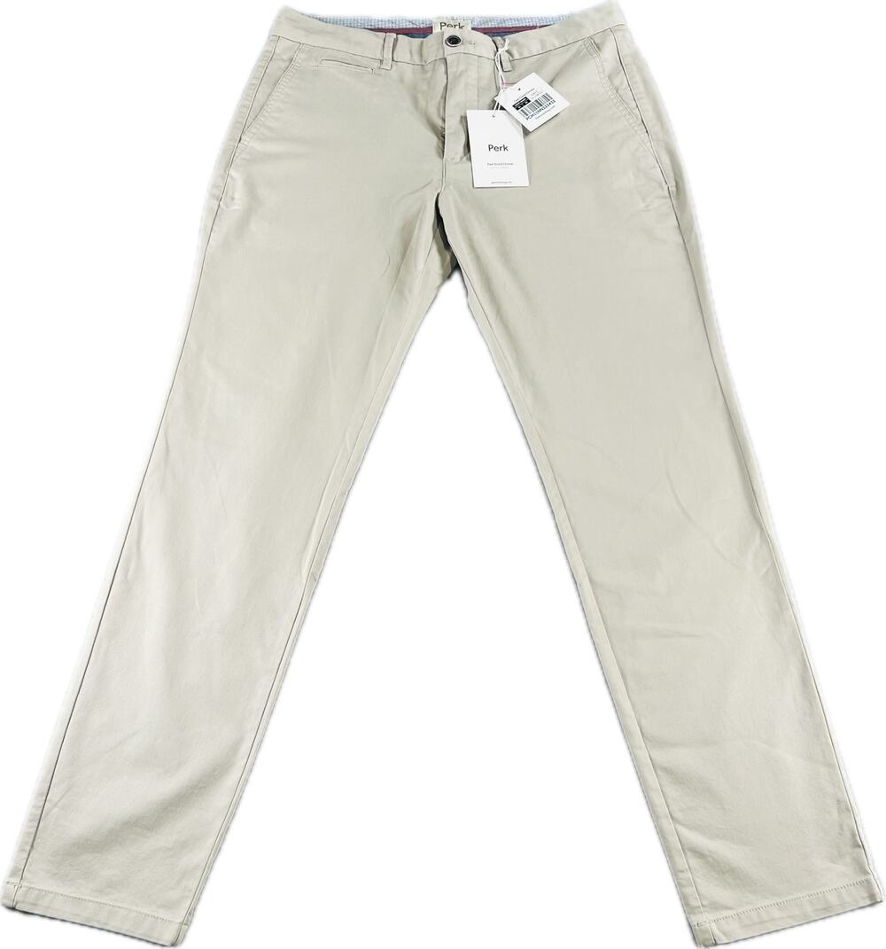 Perk Feel Good Chinos Mens 34x32 Light Khaki Stretch Slim Fit Pants NWT